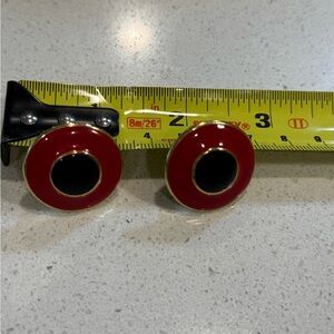 Retro / Vintage Black and Red Round Round Earrings